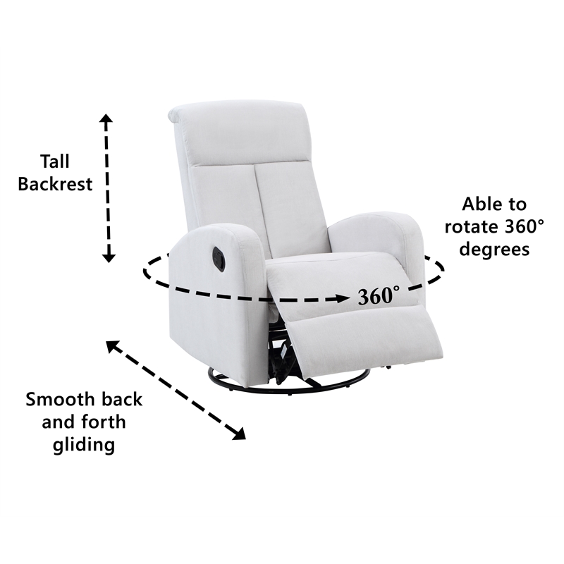 AFG Baby Furniture Amber Wood Frame Swivel Glider Recliner in Gray