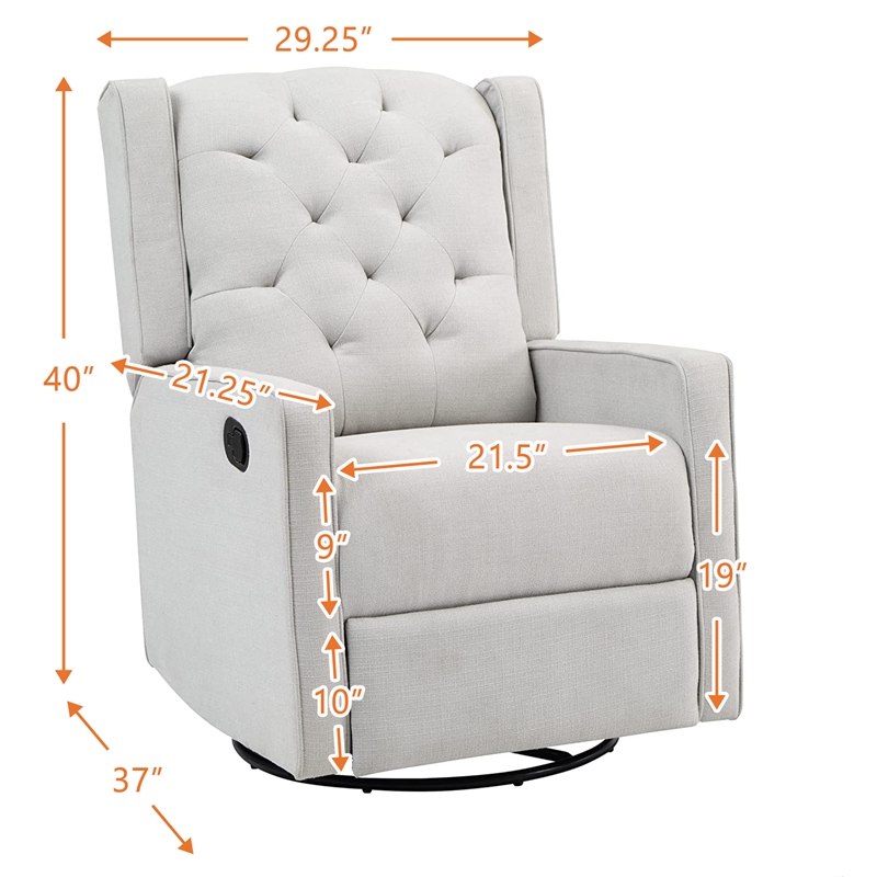 AFG Baby Furniture Ava Wood Frame Swivel Glider Recliner in Gray