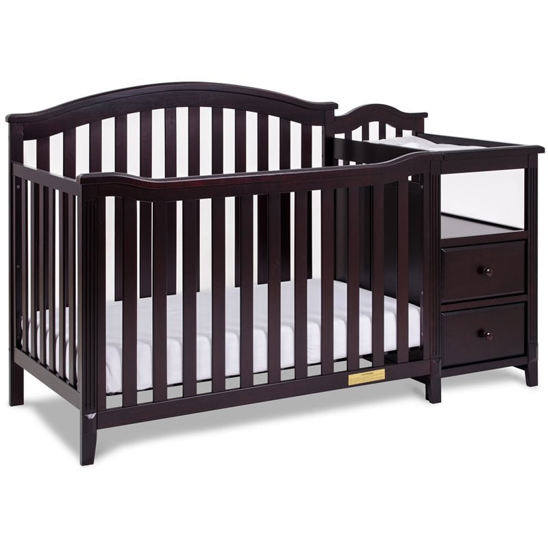 AFG Kali 4-in-1 Convertible Crib/Changer/Amber Swivel Glider in Espresso/Gray