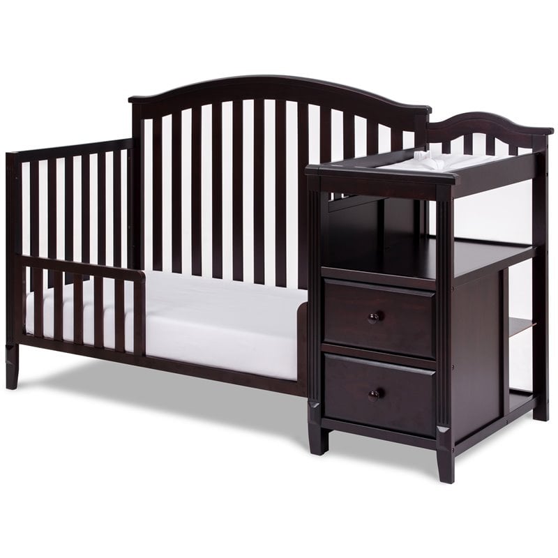 AFG Kali 4-in-1 Convertible Crib/Changer/Amber Swivel Glider in Espresso/Gray