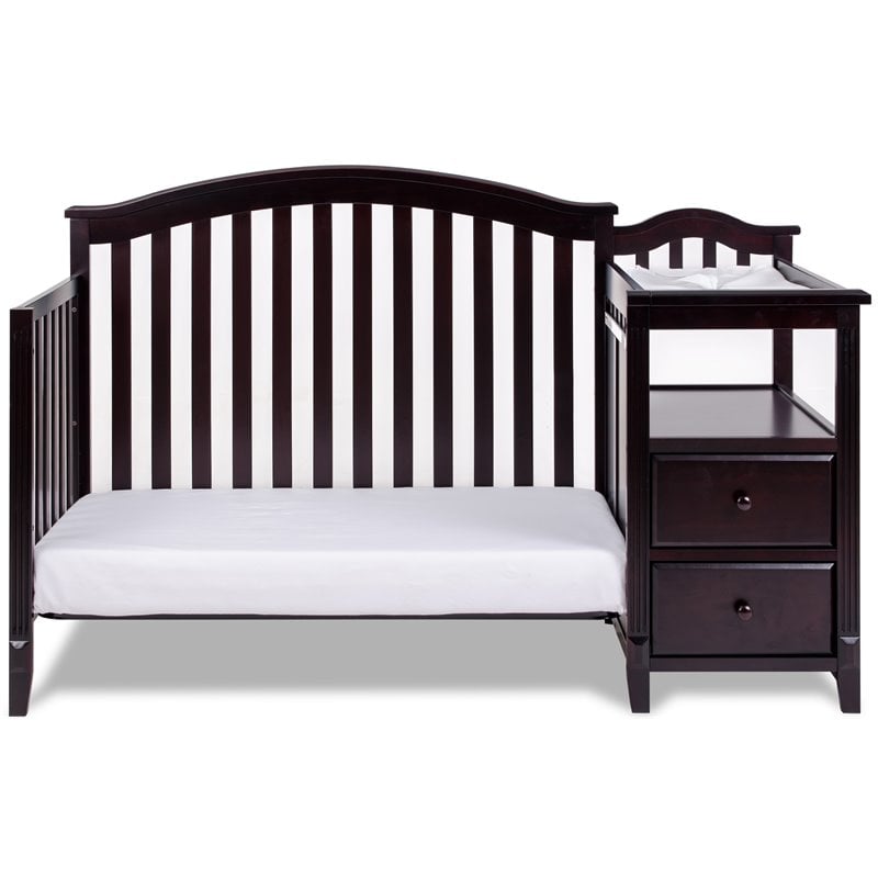 AFG Kali 4-in-1 Convertible Crib/Changer/Amber Swivel Glider in Espresso/Gray