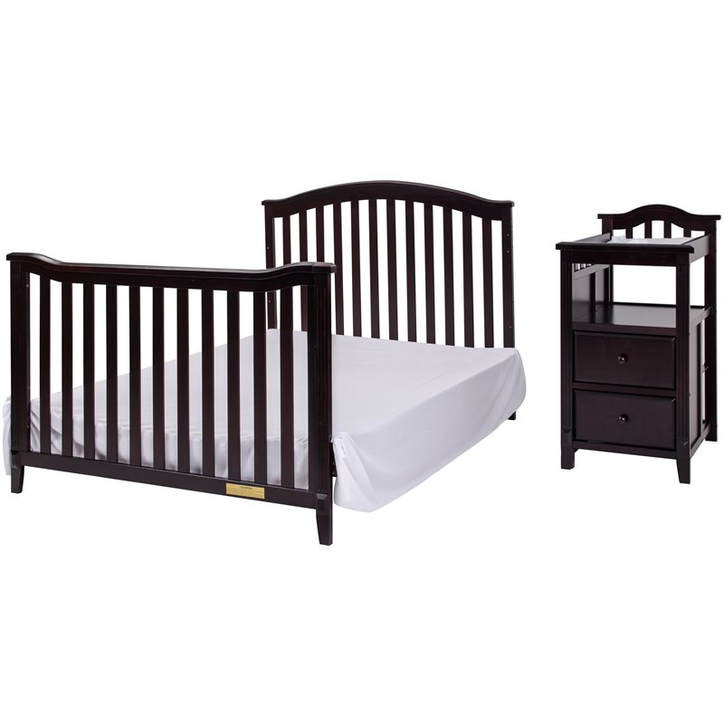 AFG Kali 4-in-1 Convertible Crib/Changer/Amber Swivel Glider in Espresso/Gray