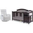 AFG Kali 4-in-1 Convertible Crib/Changer/Amber Swivel Glider in Espresso/Gray
