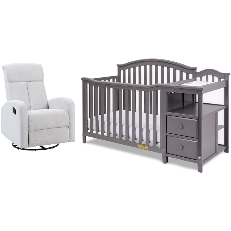 AFG Kali 4-in-1 Convertible Crib/Changer/Amber Swivel Glider in Gray/Gray