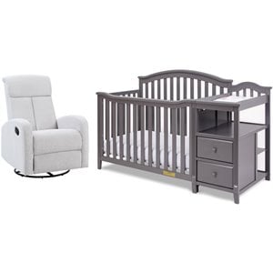 AFG Kali 4-in-1 Convertible Crib/Changer/Amber Swivel Glider in Gray/Gray