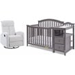 AFG Kali 4-in-1 Convertible Crib/Changer/Amber Swivel Glider in Gray/Gray