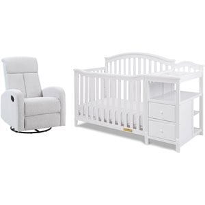 AFG Kali 4-in-1 Convertible Crib/Changer/Amber Swivel Glider in White/Gray