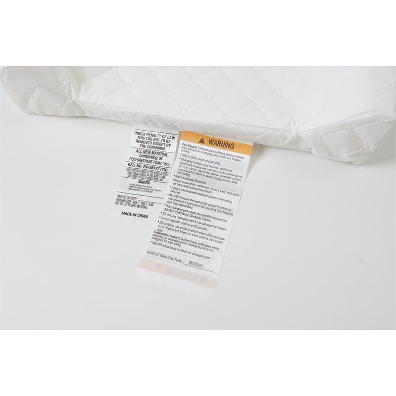 AFG Baby Furniture Vinyl Cover Contoured Changing Pad in White