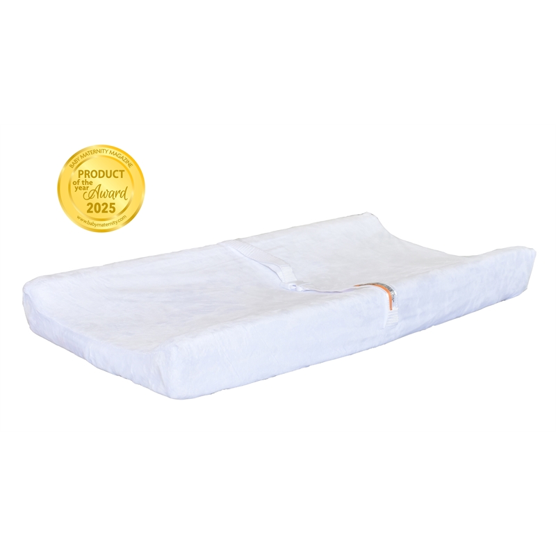AFG Baby Furniture Polyester Contoured Changing Pad with Cover in White