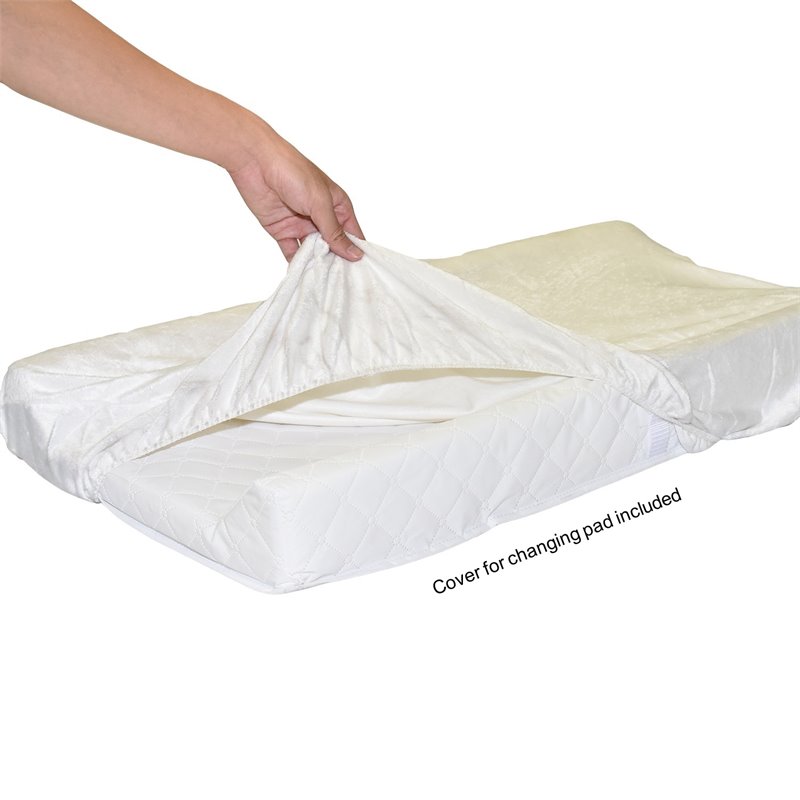 AFG Baby Furniture Polyester Contoured Changing Pad with Cover in White