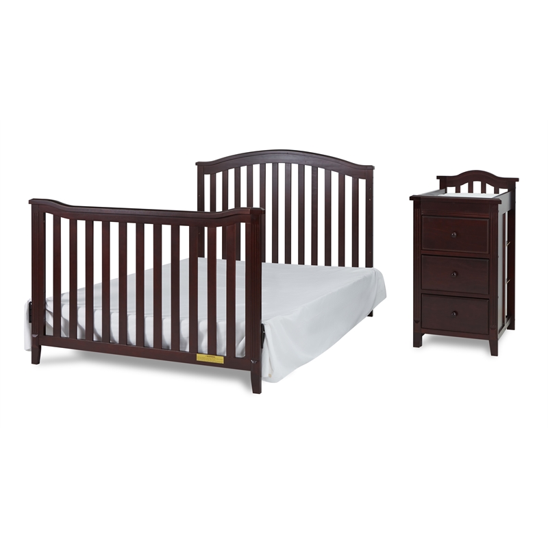AFG Baby Furniture Kali Solid Wood 4-in-1 Convertible Crib & Changer in Espresso