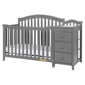 AFG Baby Furniture Kali Solid Wood 4-in-1 Convertible Crib & Changer in Gray