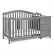 AFG Baby Furniture Kali Solid Wood 4-in-1 Convertible Crib & Changer in Gray