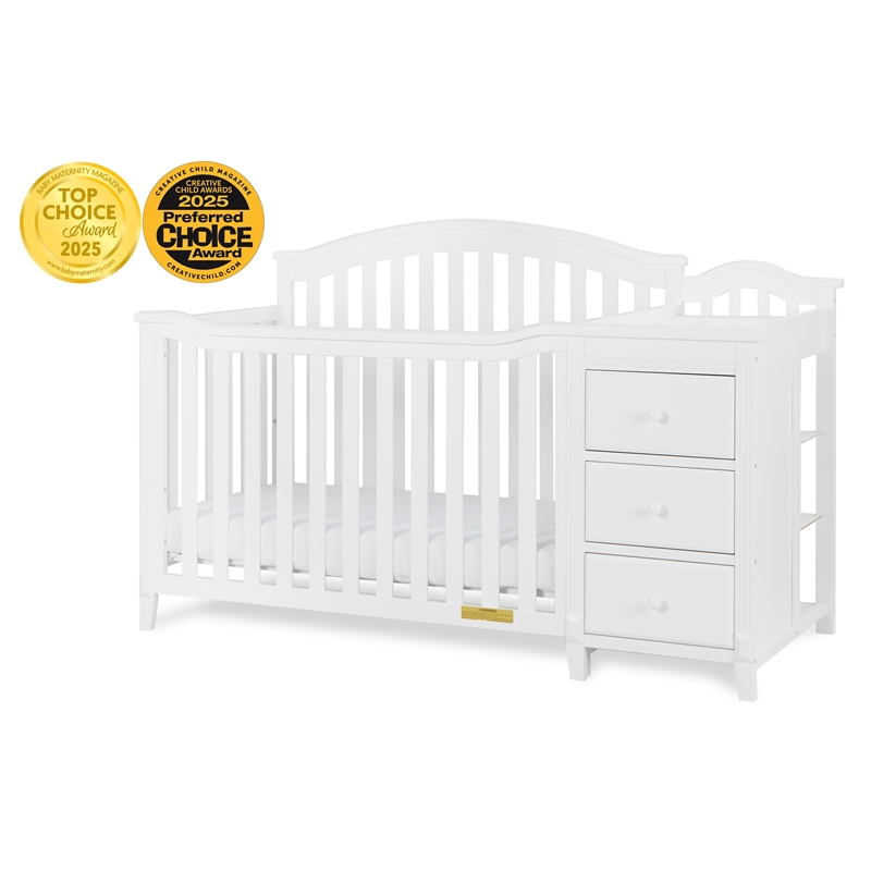 AFG Baby Furniture Kali Solid Wood 4-in-1 Convertible Crib & Changer in White