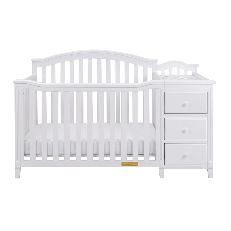 AFG Baby Furniture Kali Solid Wood 4-in-1 Convertible Crib & Changer in White