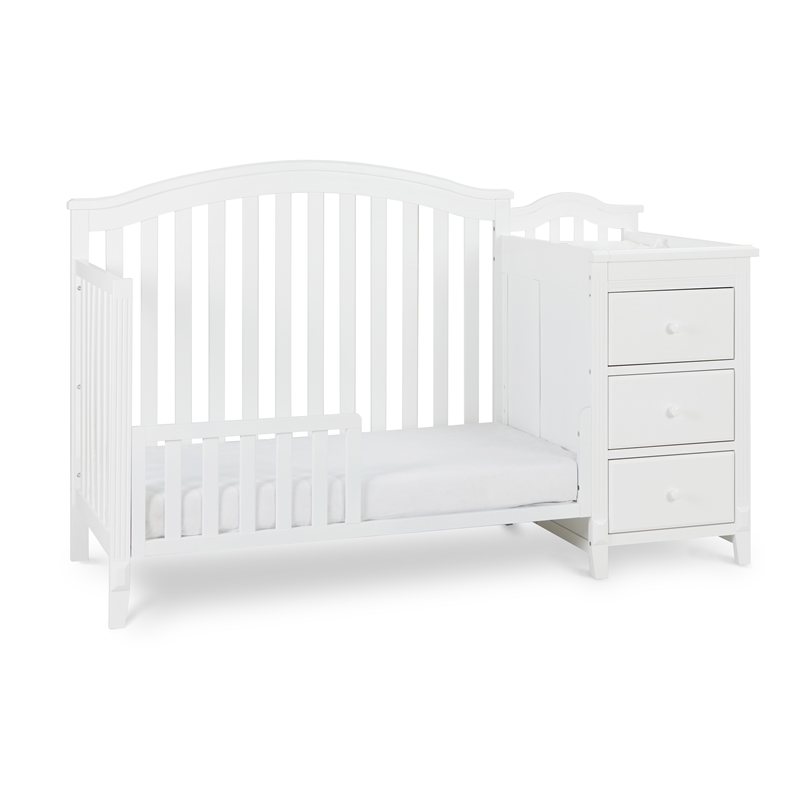 AFG Baby Furniture Kali Solid Wood 4-in-1 Convertible Crib & Changer in White