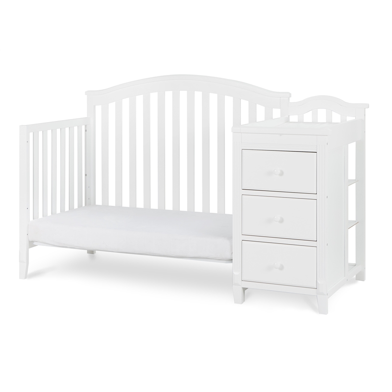 AFG Baby Furniture Kali Solid Wood 4-in-1 Convertible Crib & Changer in White