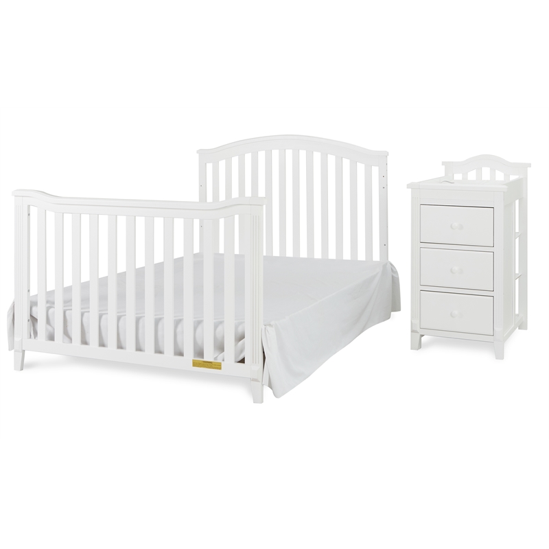 AFG Baby Furniture Kali Solid Wood 4-in-1 Convertible Crib & Changer in White