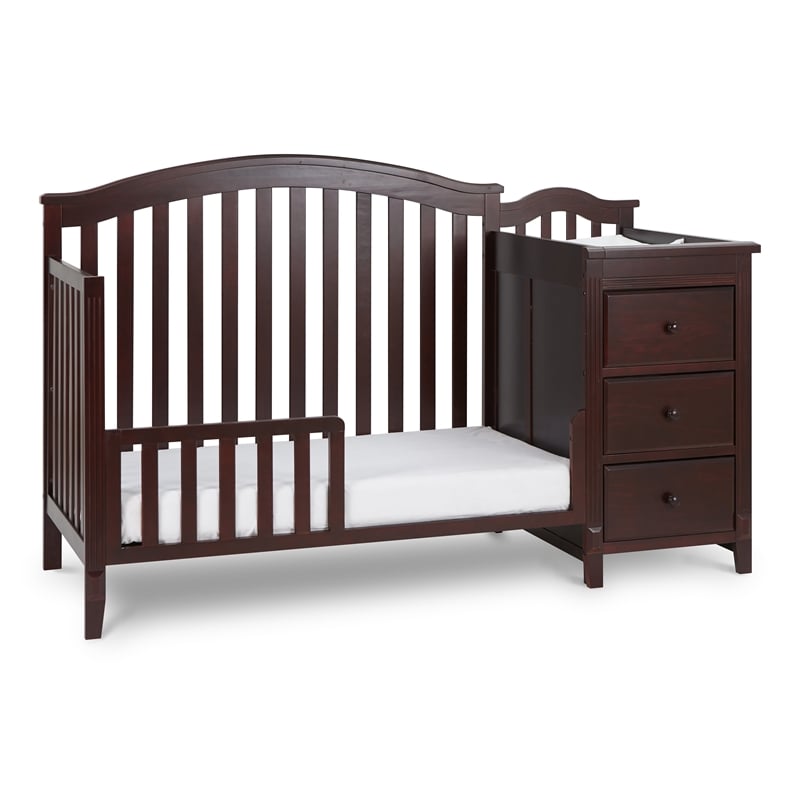 AFG Baby Furniture Kali II Wood 4-in-1 Convertible Crib and Changer in Espresso