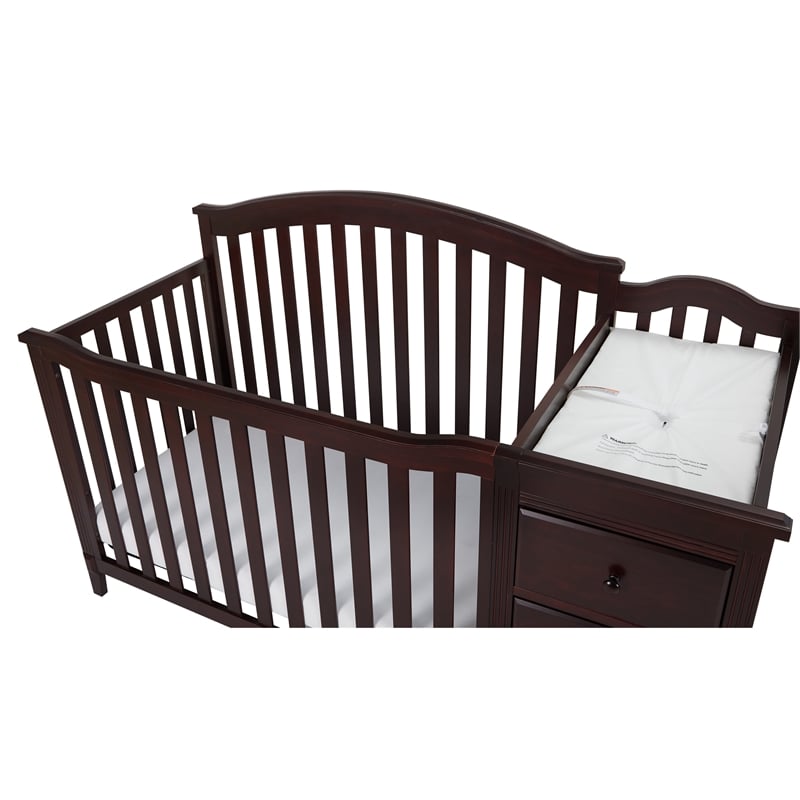 AFG Baby Furniture Kali II Wood 4-in-1 Convertible Crib and Changer in Espresso