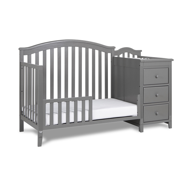 AFG Baby Furniture Kali II Wood 4-in-1 Convertible Crib and Changer in Gray