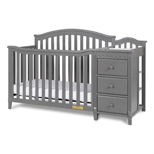 AFG Baby Furniture Kali II Wood 4-in-1 Convertible Crib and Changer in Gray