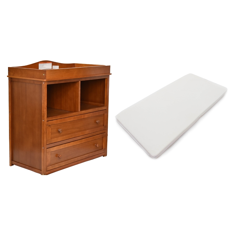 AFG Leila 2-Drawer Changing Table with Changing Pad Pecan