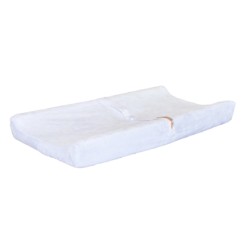 Leila 2-Drawer Changing Table with Contoured Changing Pad and Fabric Cover Pecan