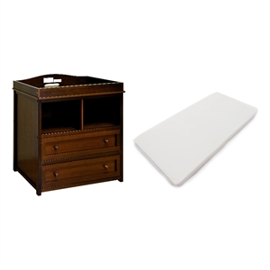 AFG Baby Furniture Leila 2-Drawer Changing Table with Changing Pad in Espresso