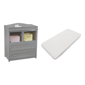 AFG Baby Furniture Leila 2-Drawer Changing Table with Changing Pad in Gray