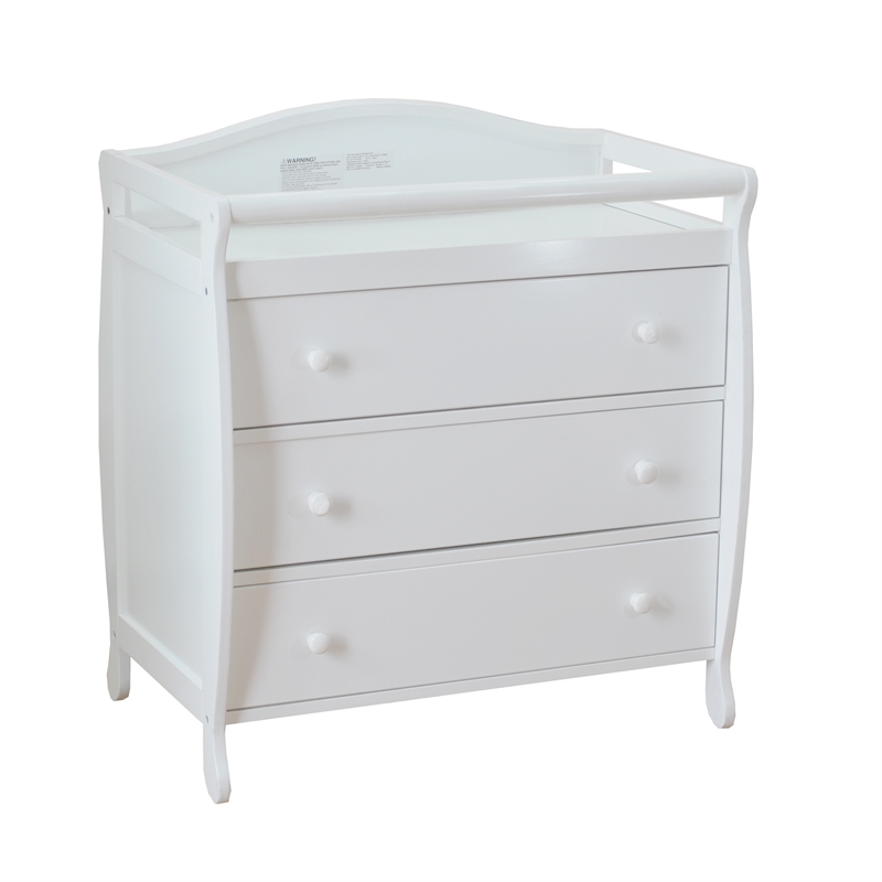 AFG Baby Furniture Grace 3-Drawer Changing Table with Changing Pad in White