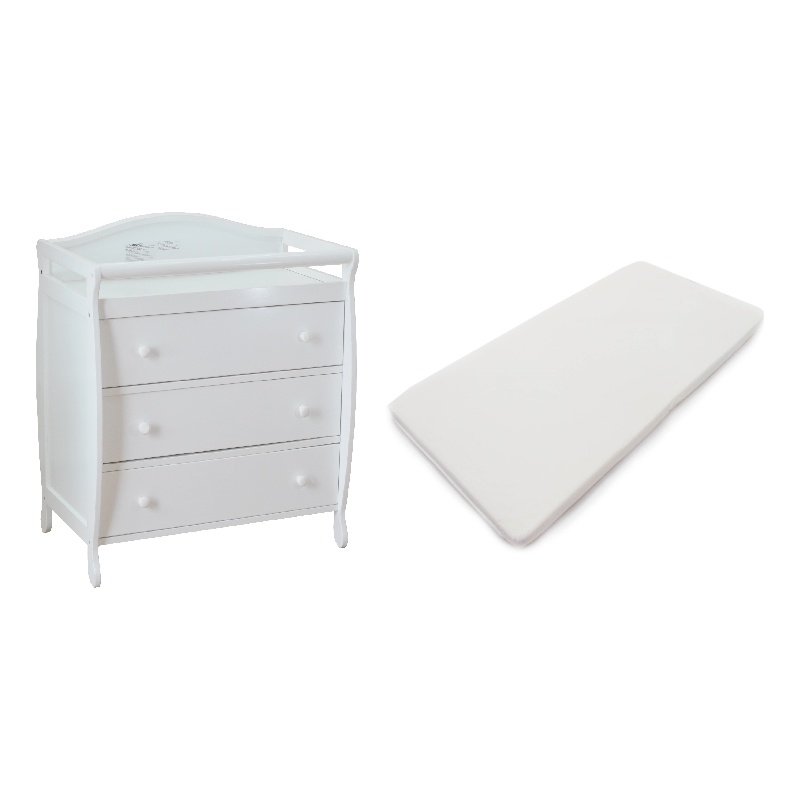 AFG Baby Furniture Grace 3-Drawer Changing Table with Changing Pad in White