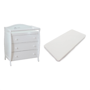 AFG Baby Furniture Grace 3-Drawer Changing Table with Changing Pad in White
