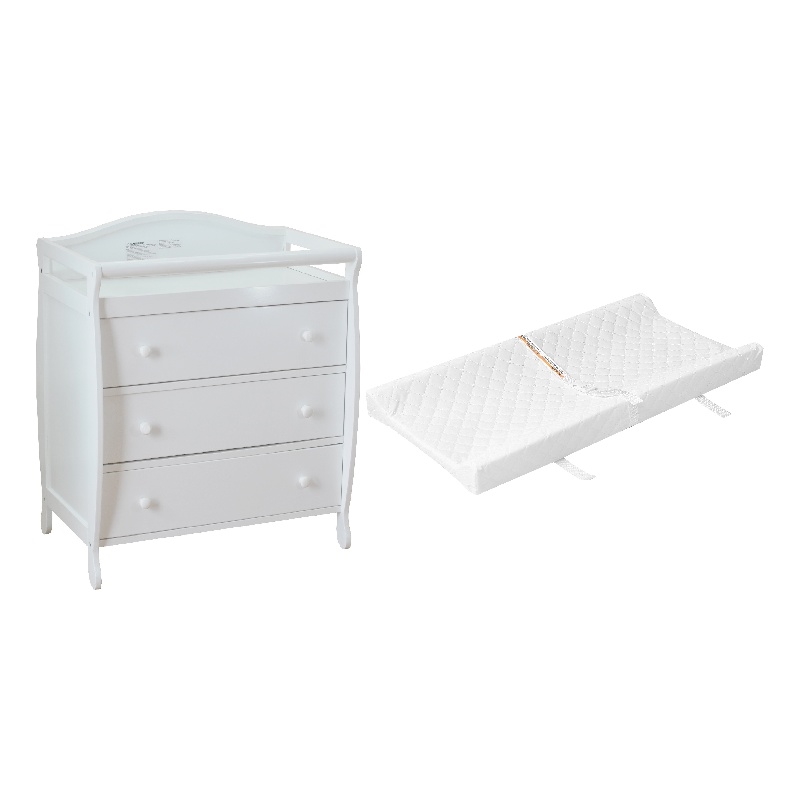 AFG Baby Furniture Grace 3-Drawer Changing Table with Changing Pad in White