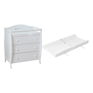 AFG Baby Furniture Grace 3-Drawer Changing Table with Changing Pad in White