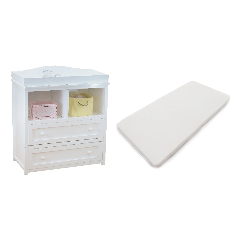AFG Baby Furniture Leila 2-Drawer Changing Table with Changing Pad in White