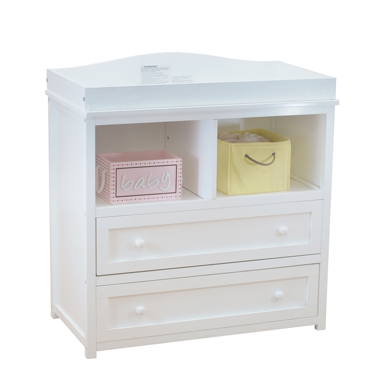 AFG Baby Furniture Leila 2-Drawer Changing Table with Changing Pad in White