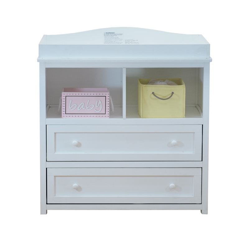 AFG Baby Furniture Leila 2-Drawer Changing Table with Changing Pad in White