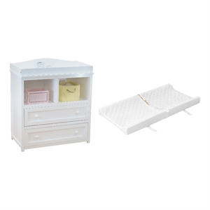 AFG Baby Furniture Leila 2-Drawer Changing Table with Changing Pad in White