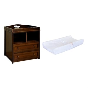AFG Baby Furniture Leila 2-Drawer Changing Table w/ Fabric Cover Pad in Espresso