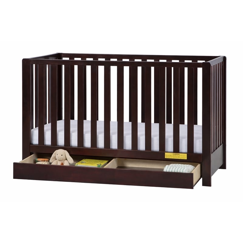 AFG Baby Furniture Emma 4-in-1 Convertible Crib with Drawer Espresso