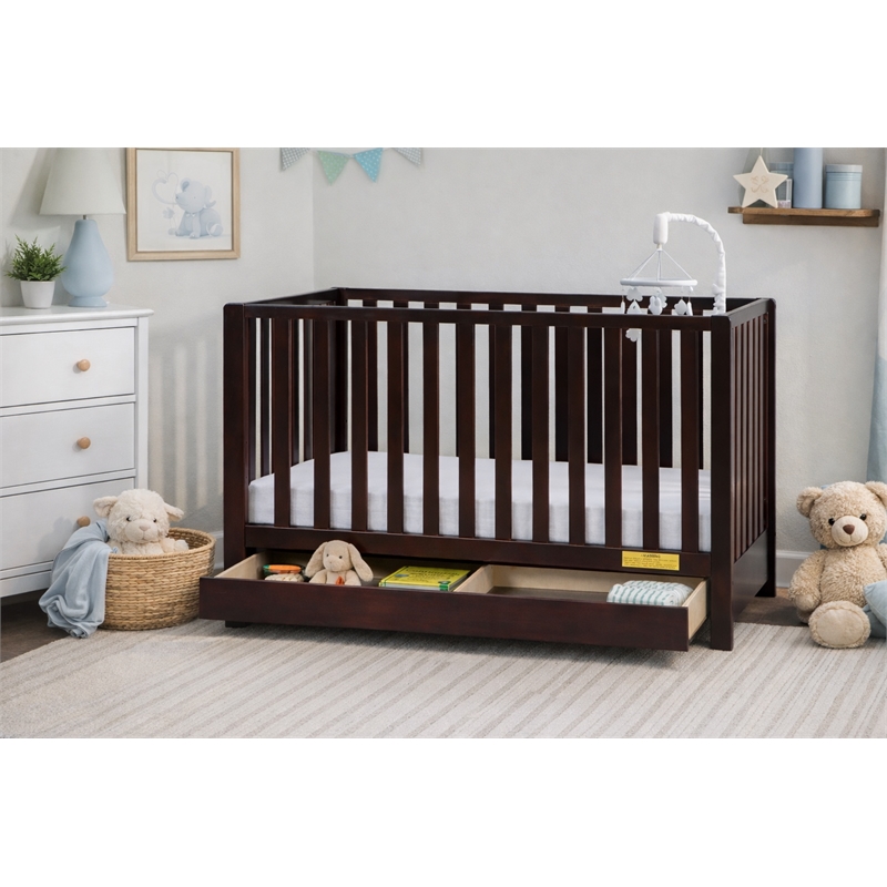 AFG Baby Furniture Emma 4-in-1 Convertible Crib with Drawer Espresso