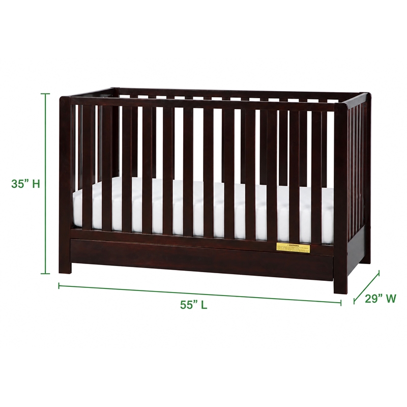 AFG Baby Furniture Emma 4-in-1 Convertible Crib with Drawer Espresso