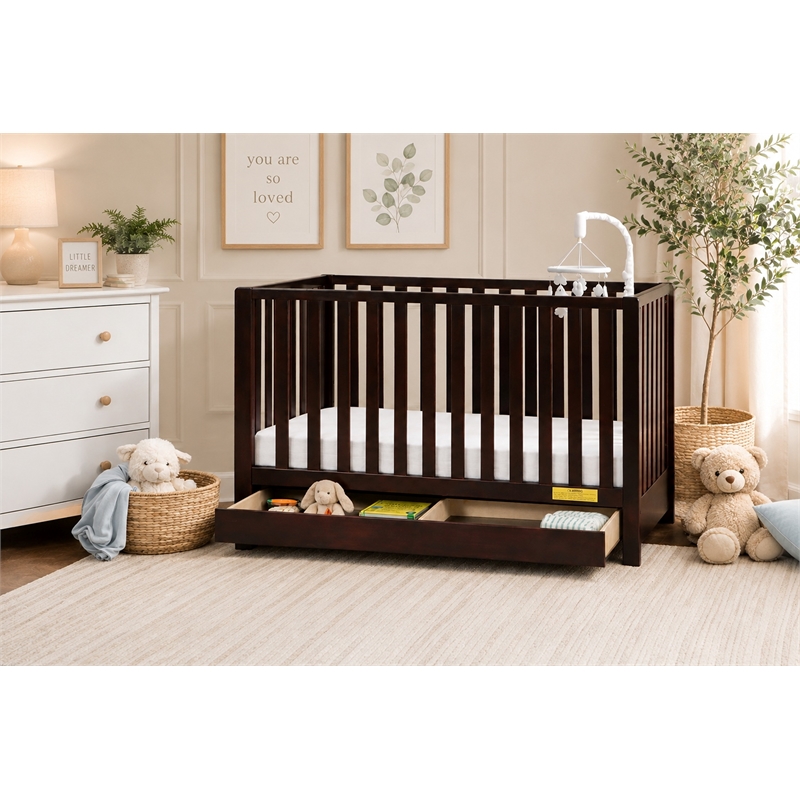 AFG Baby Furniture Emma 4-in-1 Convertible Crib with Drawer Espresso