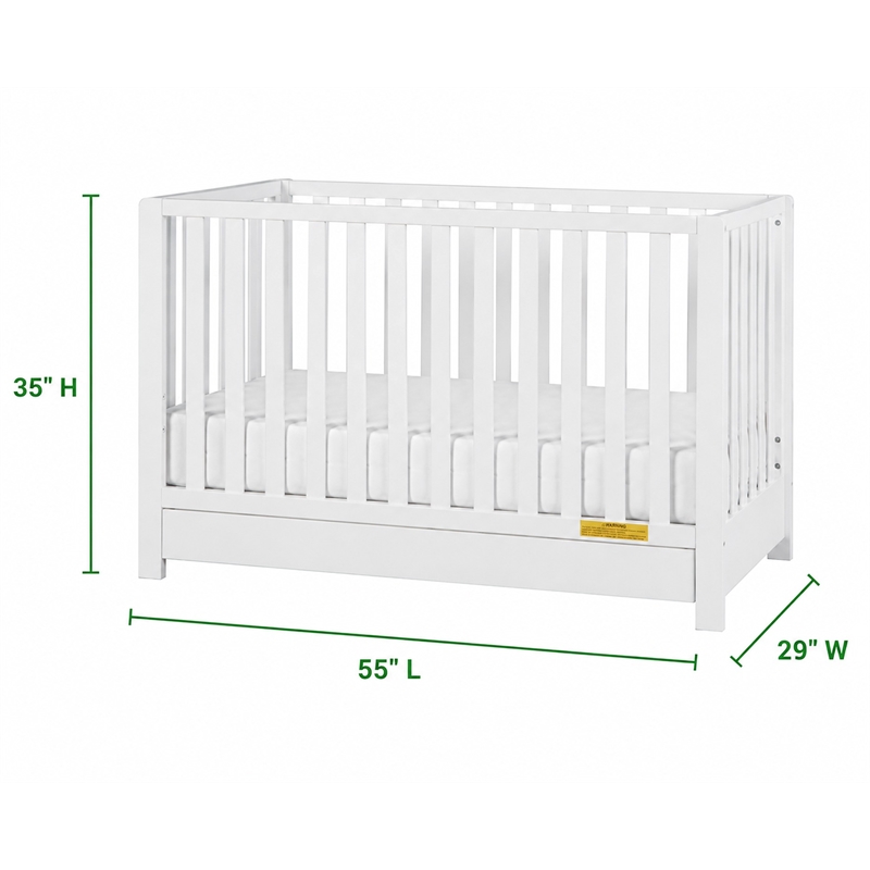 AFG Baby Furniture Emma 4-in-1 Convertible Crib with Drawer White
