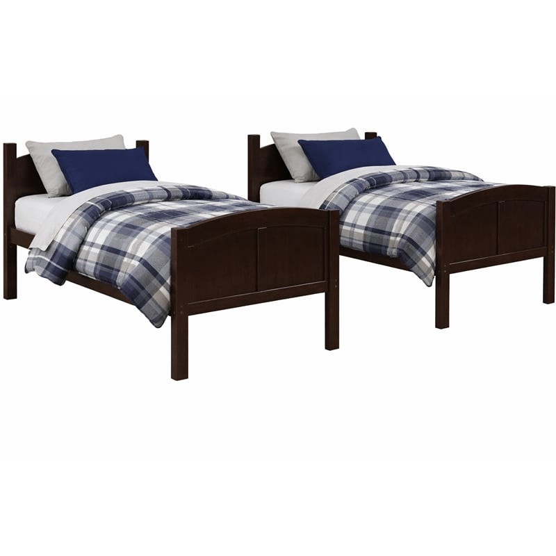 CR Wooden Kids Twin Over Twin Bunk Bed Espresso