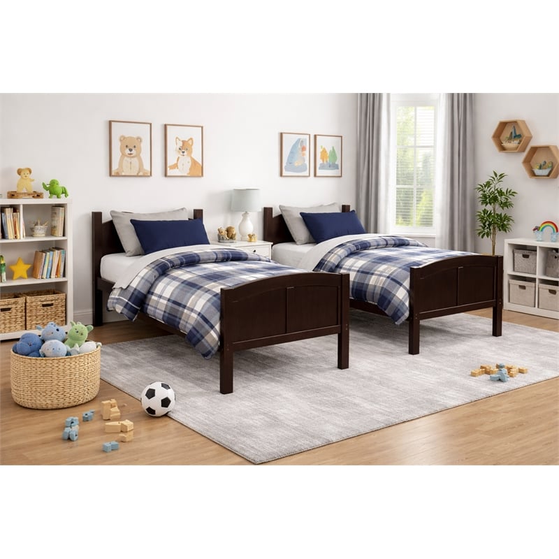 CR Wooden Kids Twin Over Twin Bunk Bed Espresso