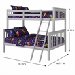 BR Wooden Kids Twin Over Full Bunk Bed Gray