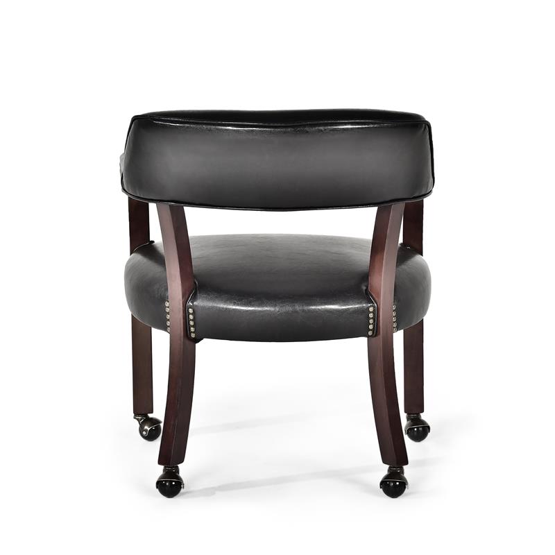 Catania Traditional Wood Black Finish Arm Chair with Casters