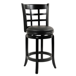 Catania 26&quot Contemporary Wood/Faux Leather Swivel Counter Stool in in Black